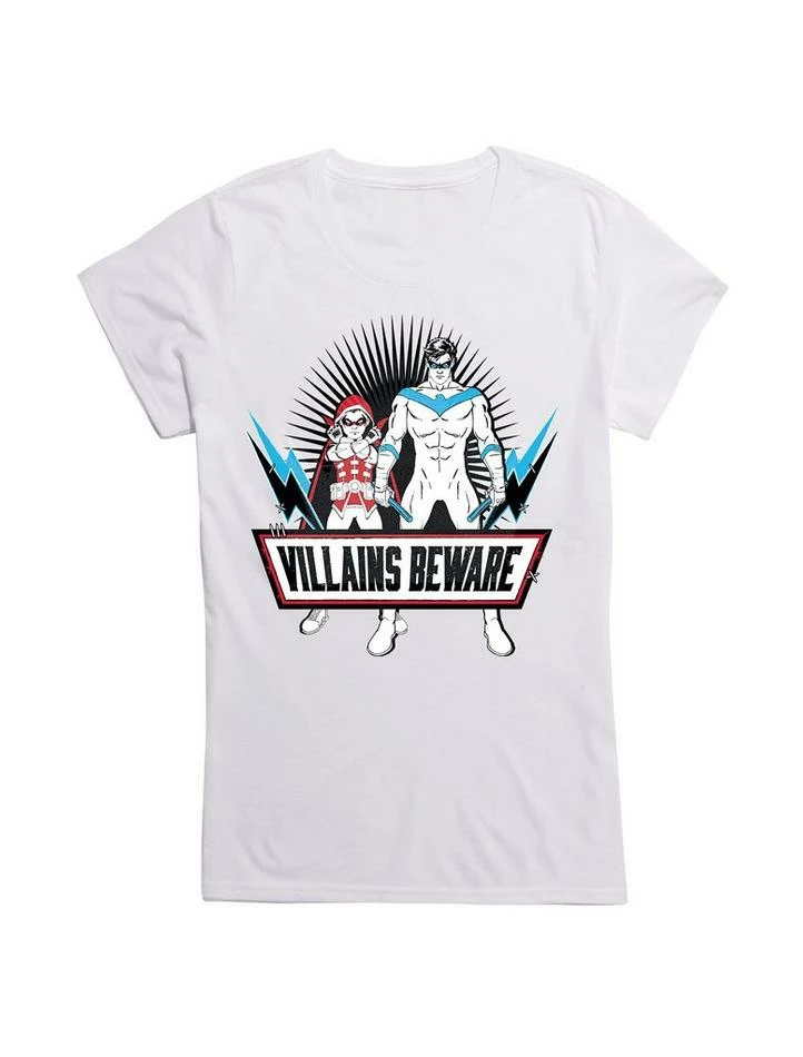Budget ✔️ DC Comics Batman Nightwing Robin Villains Beware 👧 Girls T-Shirt 💯 - Image 2