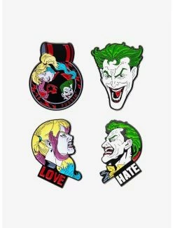 Coupon ⭐ DC Comics Joker and Harley Quinn Face Enamel Pin Set 💯