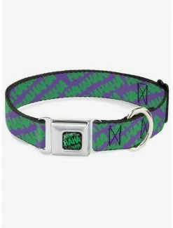 Discount 🌟 DC Comics Joker Ha Ha Ha Purple Green Seatbelt Buckle 🐶 Dog Collar 🔥
