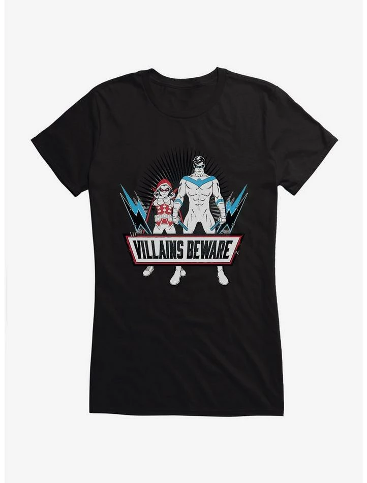 Budget ✔️ DC Comics Batman Nightwing Robin Villains Beware 👧 Girls T-Shirt 💯 - Image 3
