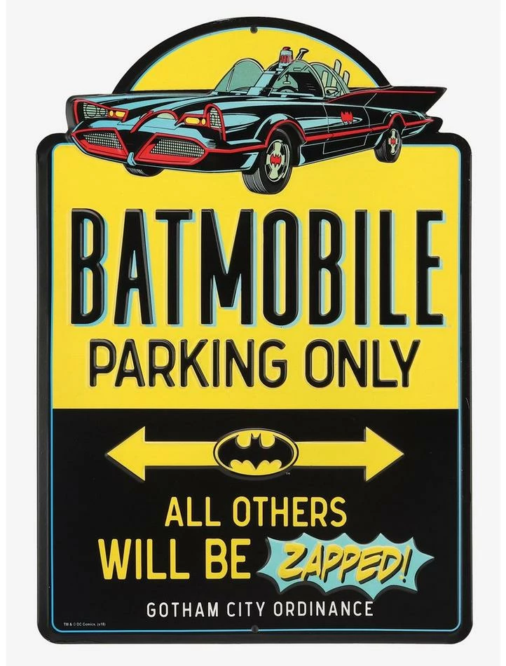 Brand new โ๏ธ DC Comics Batman "Batmobile Parking Only" Embossed Sign โ๏ธ