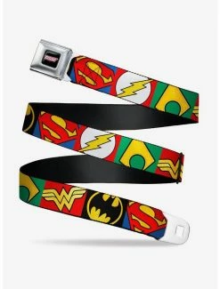 Best Sale 🛒 Dc Comics Justice League 5 Superhero Textured Logo Seatbelt Belt ✨