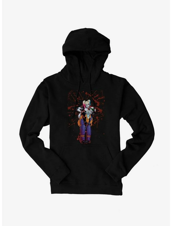 Cheapest ๐ DC Comics Batman The Joker And Harley Quinn Blood Splatter Hoodie ๐ - Image 2