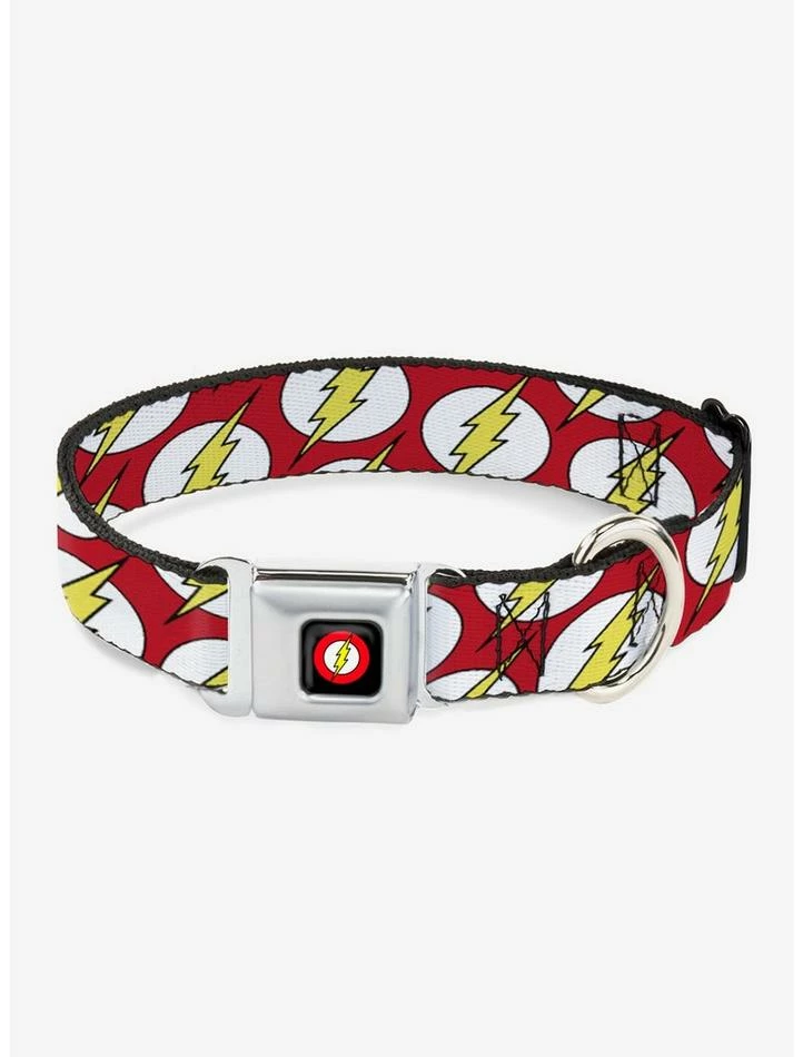 Best deal ๐ DC Comics Flash Logo Scattered ๐ถ Dog Collar Seatbelt Buckle ๐งจ