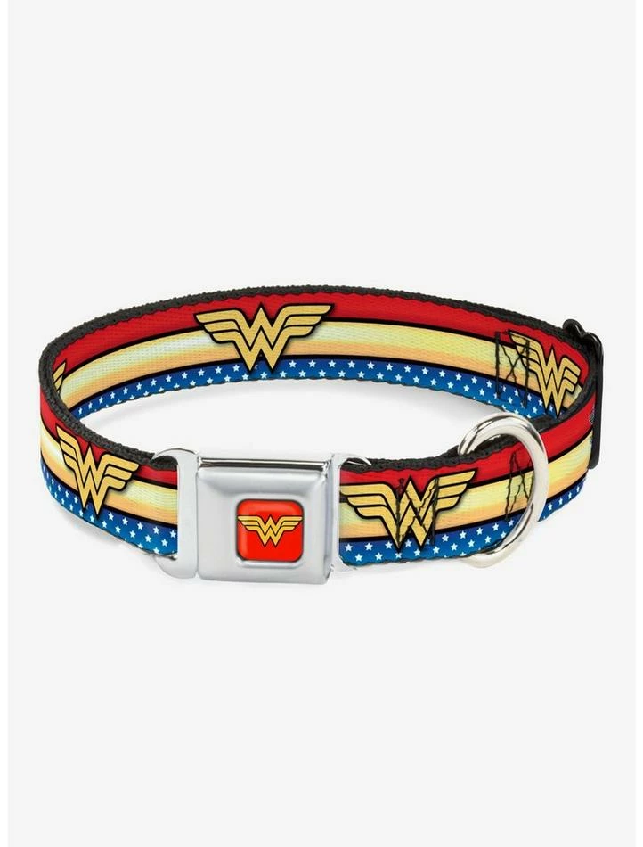 Top 10 ๐ DC Comics Wonder ๐ฉ Woman Logo Striped Stars ๐ถ Dog Collar Seatbelt Buckle ๐