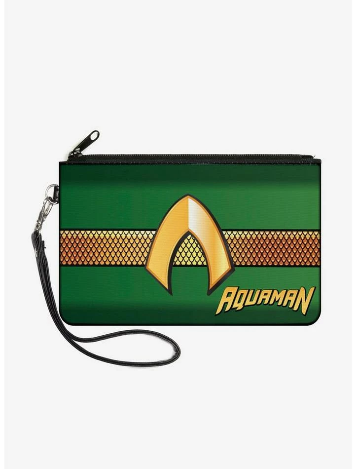 Buy 🔥 DC Comics Aquaman Classic Icon Scales Stripe Wallet Canvas Zip Clutch 🛒