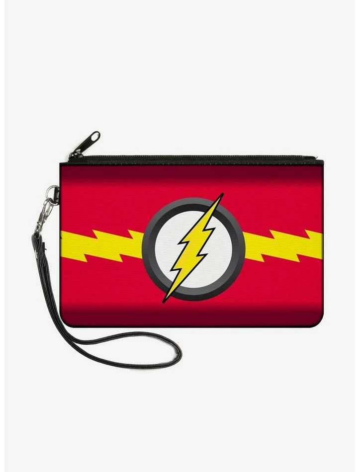 Flash Sale 🎁 DC Comics The Flash Icon Bolt Stripe Wallet Canvas Zip Clutch 😀