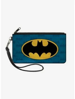 Outlet 😉 DC Comics Batman Signal Bat Monogram Distressed Wallet Canvas Zip Clutch ⌛