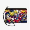 Best Pirce 👍 DC Comics DC Super Hero 👧 Girls Trio Group Pose Logo Wallet Canvas Zip Clutch 🔥