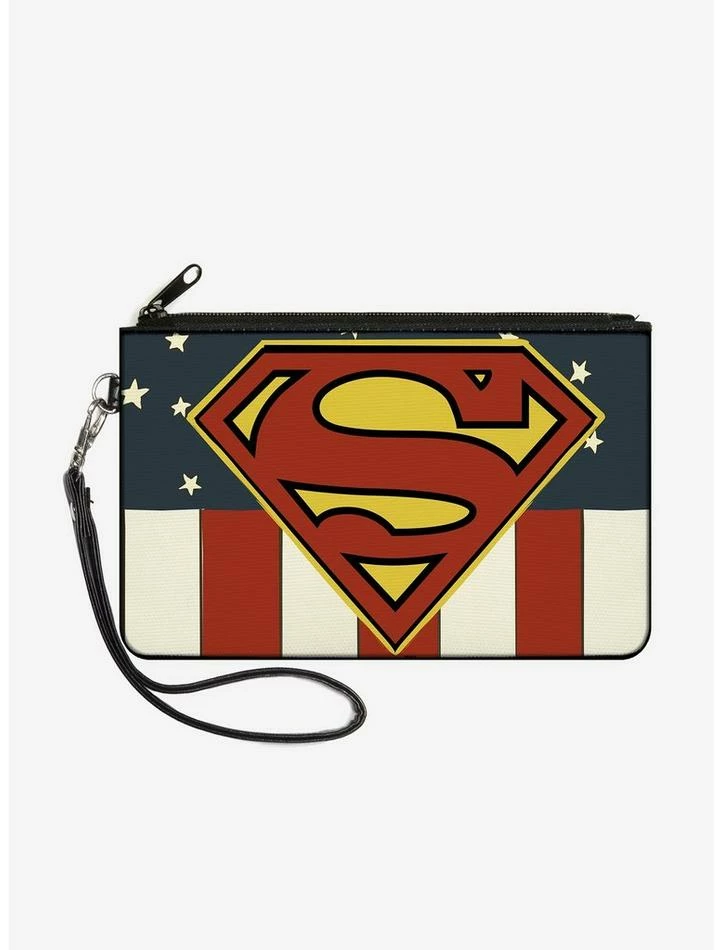 Wholesale ๐ DC Comics Superman Shield Americana Wallet Canvas Zip Clutch ๐
