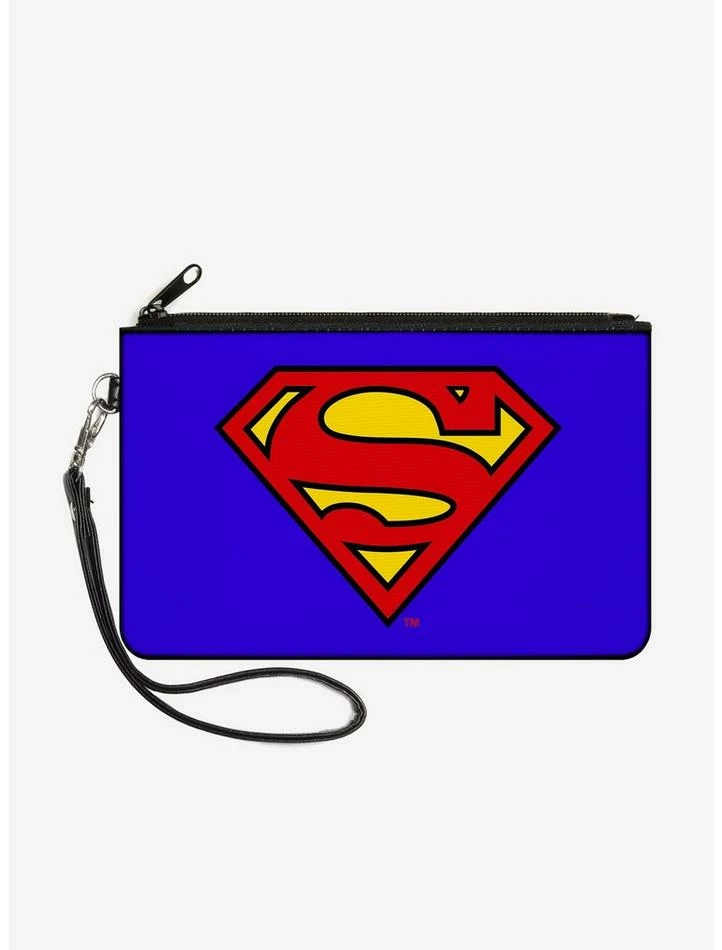 New ๐ DC Comics Superman Shield Wallet Canvas Zip Clutch ๐ฅ