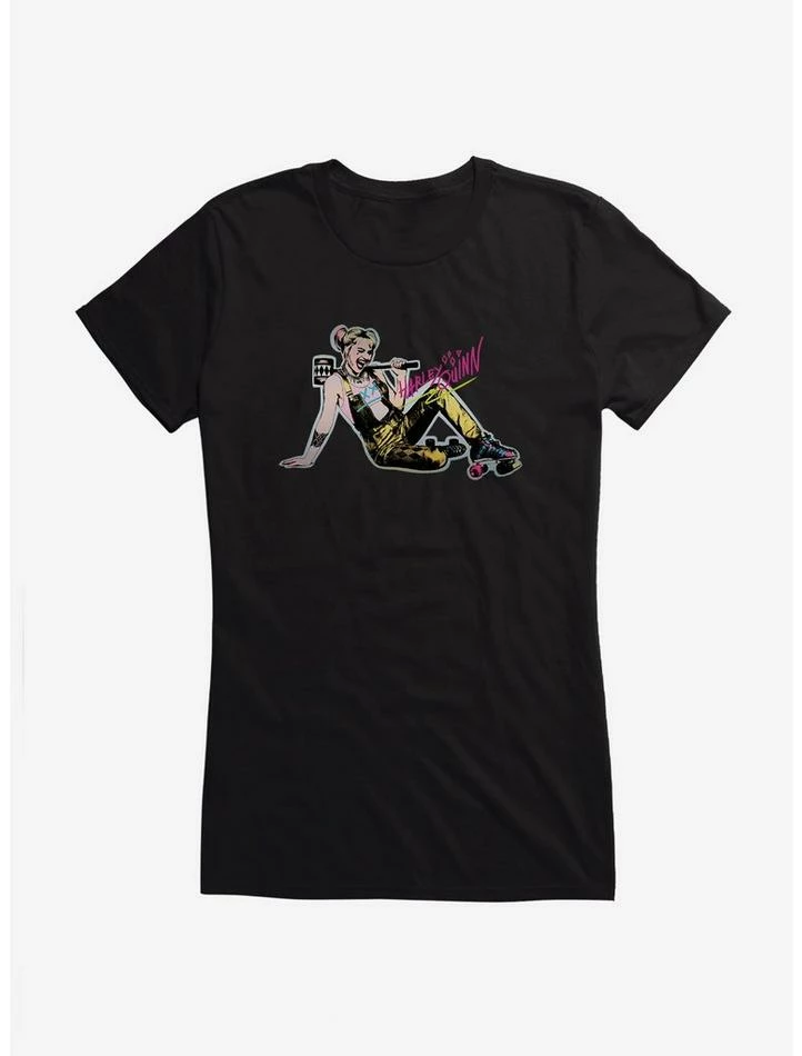 Best deal ✔️ DC Comics Birds Of Prey Harley Quinn 🔨 Hammer Pose 👧 Girls T-Shirt ⭐ - Image 2