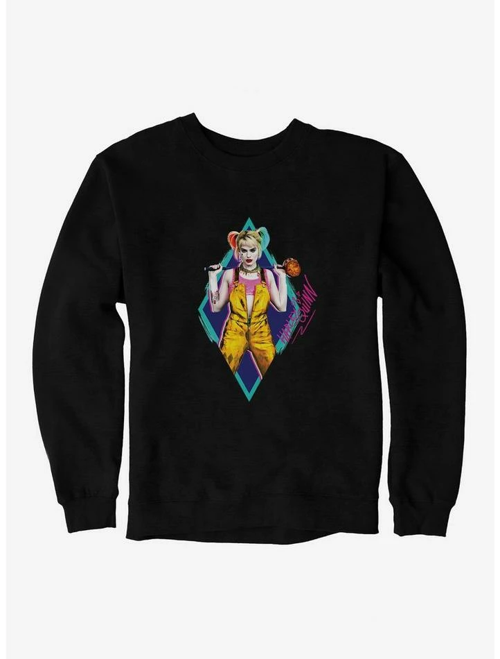 Budget ๐ DC Comics Birds Of Prey Harley Quinn Neon Diamond Sweatshirt ๐
