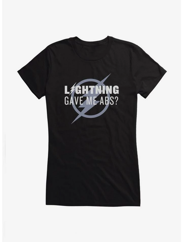 New 🛒 DC Comics The Flash Lightning Gave Me Abs 👧 Girls T-Shirt ❤️ - Image 2
