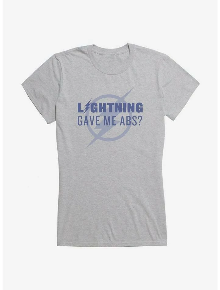 New 🛒 DC Comics The Flash Lightning Gave Me Abs 👧 Girls T-Shirt ❤️ - Image 3