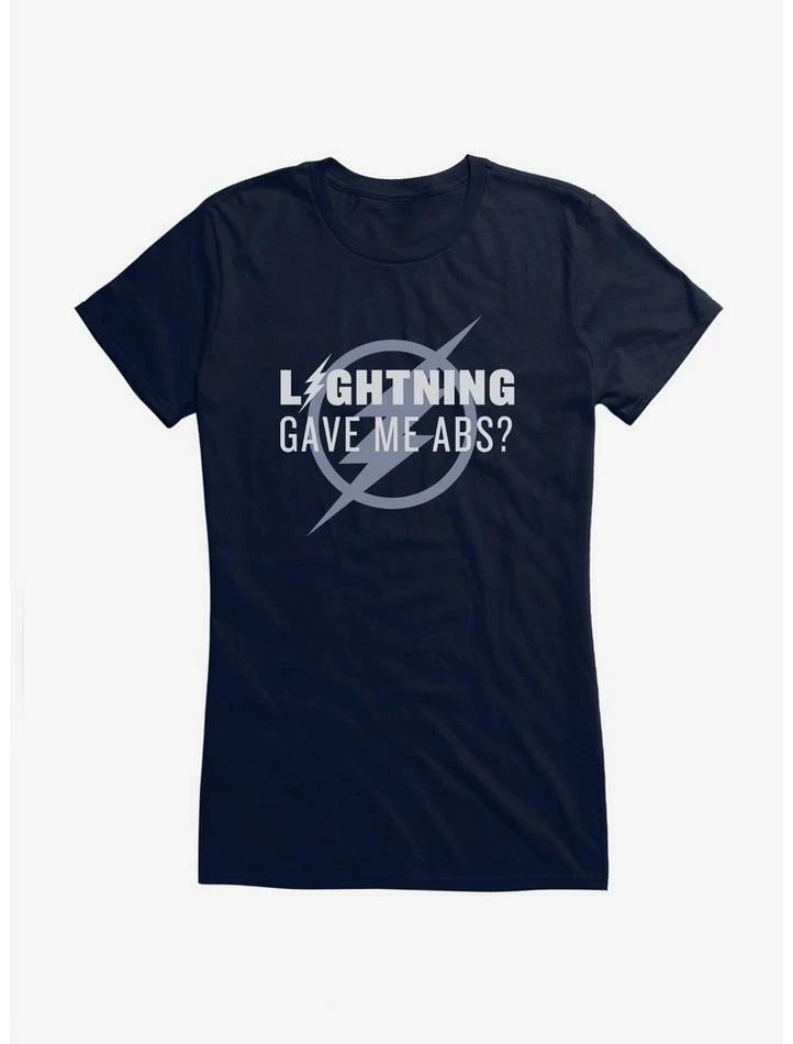 New 🛒 DC Comics The Flash Lightning Gave Me Abs 👧 Girls T-Shirt ❤️ - Image 4