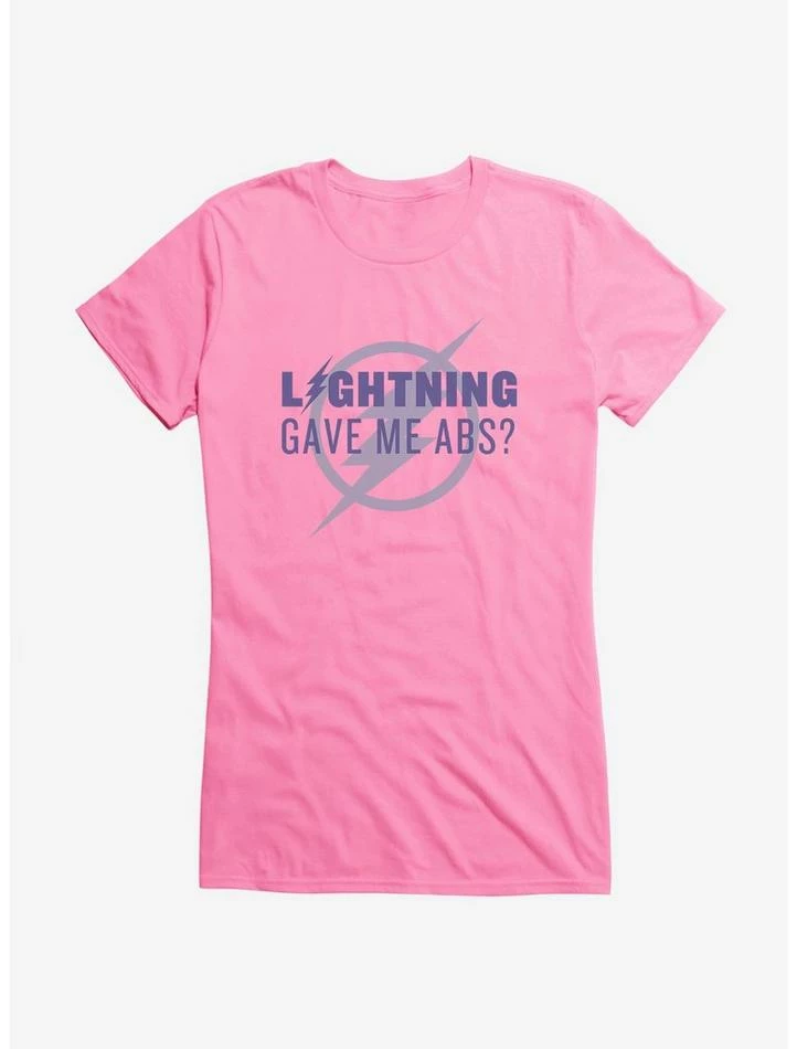 New 🛒 DC Comics The Flash Lightning Gave Me Abs 👧 Girls T-Shirt ❤️ - Image 5
