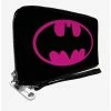 Discount ⭐ DC Comics Batman Bat Logo Black Fuchsia Zip Around Wallet 🧨