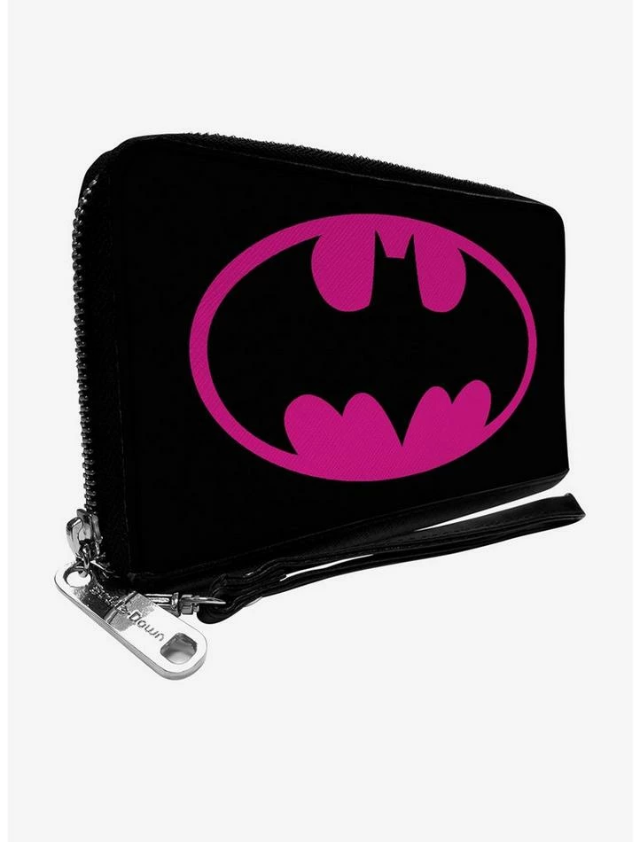 Discount โญ DC Comics Batman Bat Logo Black Fuchsia Zip Around Wallet ๐งจ
