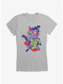Brand new 😉 DC Comics Justice League Group 90s Art 👧 Girls T-Shirt ✔️