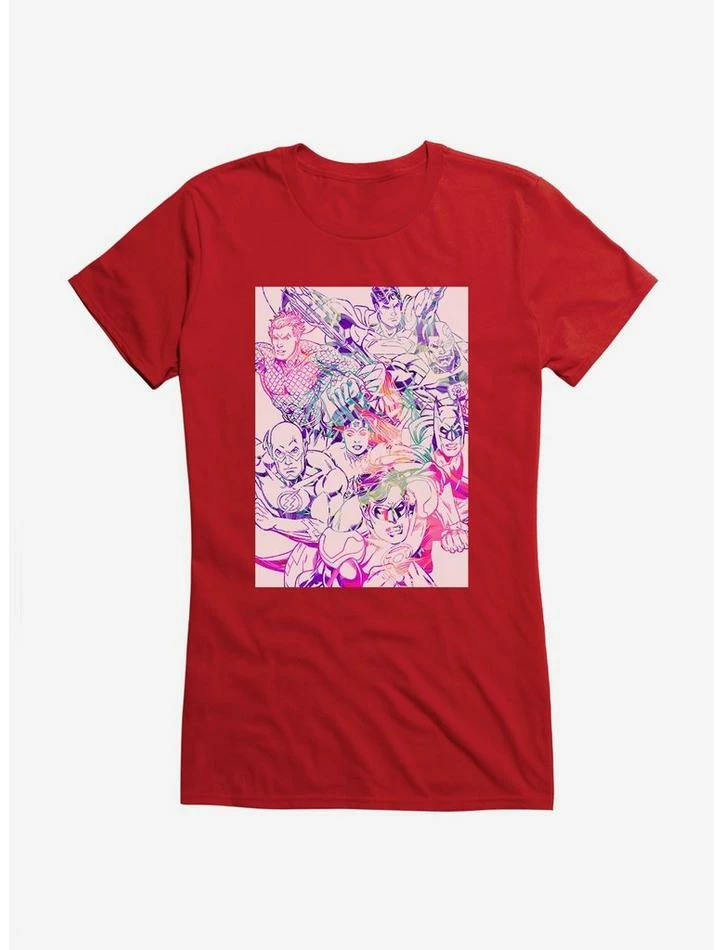 Discount 🔔 DC Comics Justice League Group Outlined 👧 Girls T-Shirt 🤩 - Image 5