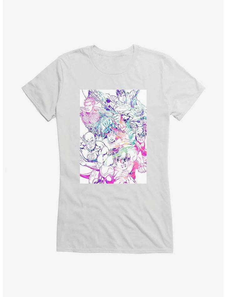 Discount 🔔 DC Comics Justice League Group Outlined 👧 Girls T-Shirt 🤩 - Image 6