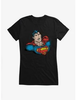 Best Pirce 😉 DC Comics Superman Comic Art 👧 Girls T-Shirt ❤️