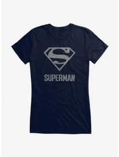 Hot Sale ๐ DC Comics Superman Grayscale Logo ๐ง Girls T-Shirt โค๏ธ