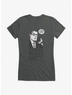 Outlet ✔️ DC Comics Superman Nerds Unite 👧 Girls T-Shirt 🤩