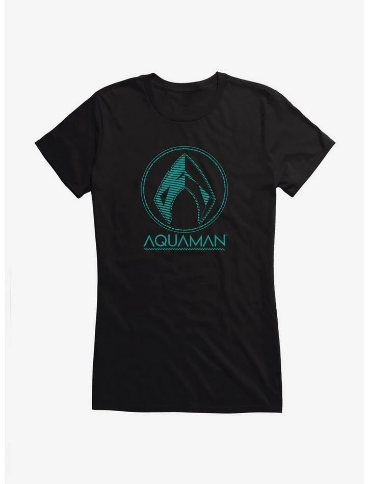 New 😍 DC Comics Aquaman Blue Icon 👧 Girls T-Shirt 👏 - Image 2
