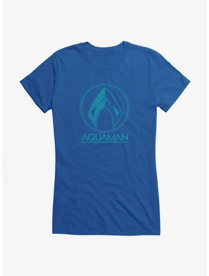 New 😍 DC Comics Aquaman Blue Icon 👧 Girls T-Shirt 👏 - Image 5