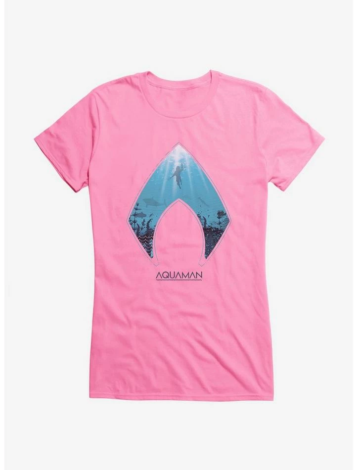 Hot Sale 😉 DC Comics Aquaman Icon Sea Background 👧 Girls T-Shirt ⌛ - Image 5