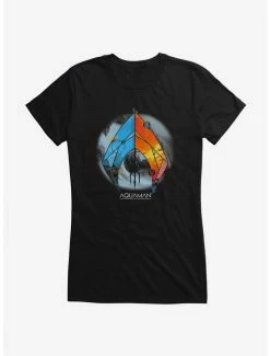 Best Pirce 💯 DC Comics Aquaman Two Worlds Logo 👧 Girls T-Shirt ⭐