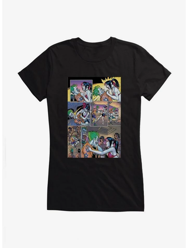 Cheap 🥰 DC Comics Batman The Joker And Harley Quinn Comic Strips 👧 Girls T-Shirt 🥰 - Image 2
