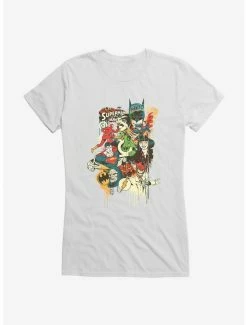 Best Pirce 🛒 DC Comics Batman Superheroes Collage 👧 Girls T-Shirt ⌛