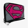 Hot Sale 😀 DC Comics Superman Shield Close Up Weathered Zip Around Rectangle Wallet ✨