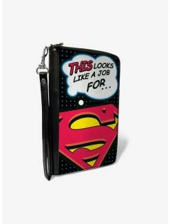 Promo 😍 DC Comics Superman Shield This Looks Like a Job for Superman Zip Around Rectangle Wallet 😉