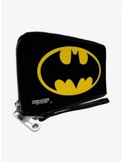Best deal 😍 DC Comics Batman Bat Logo Black Yellow Zip Around Rectangle Wallet 😉
