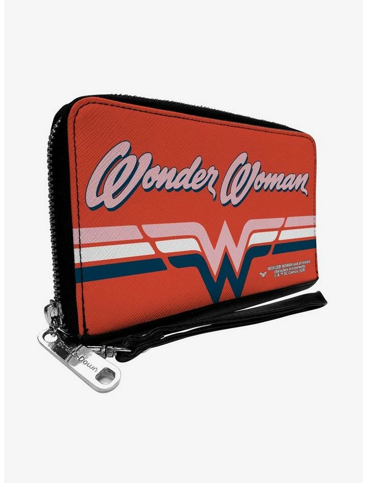 Flash Sale 🔔 DC Comics Wonder 👩 Woman Logo with Striping Zip Around Rectangle Wallet 👍