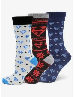 New ⭐ DC Comics Superman 3 Pair Sock Gift Set ⭐