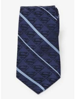 Coupon 😉 DC Comics Superman Stripe Pattern Blue Silk Tie 👏
