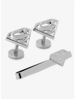 Discount 🥰 DC Comics Superman Stainless Steel Cufflinks and Tie Bar Set ✨