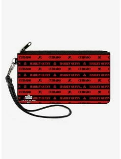 Cheapest ⭐ DC Comics The Suicide Squad Cuidado Caution Stripe Canvas Zip Clutch Wallet 🎉