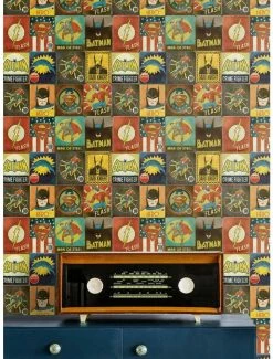 New ✔️ DC Comics Justice League Vintage Peel & Stick Wallpaper 👏