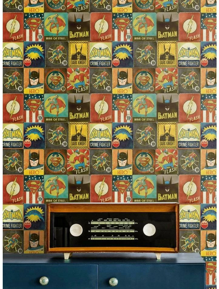 New โ๏ธ DC Comics Justice League Vintage Peel & Stick Wallpaper ๐