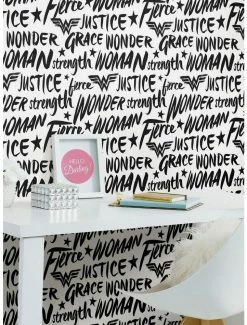 New 👍 DC Comics Wonder 👩 Woman Script Peel & Stick Wallpaper 🥰