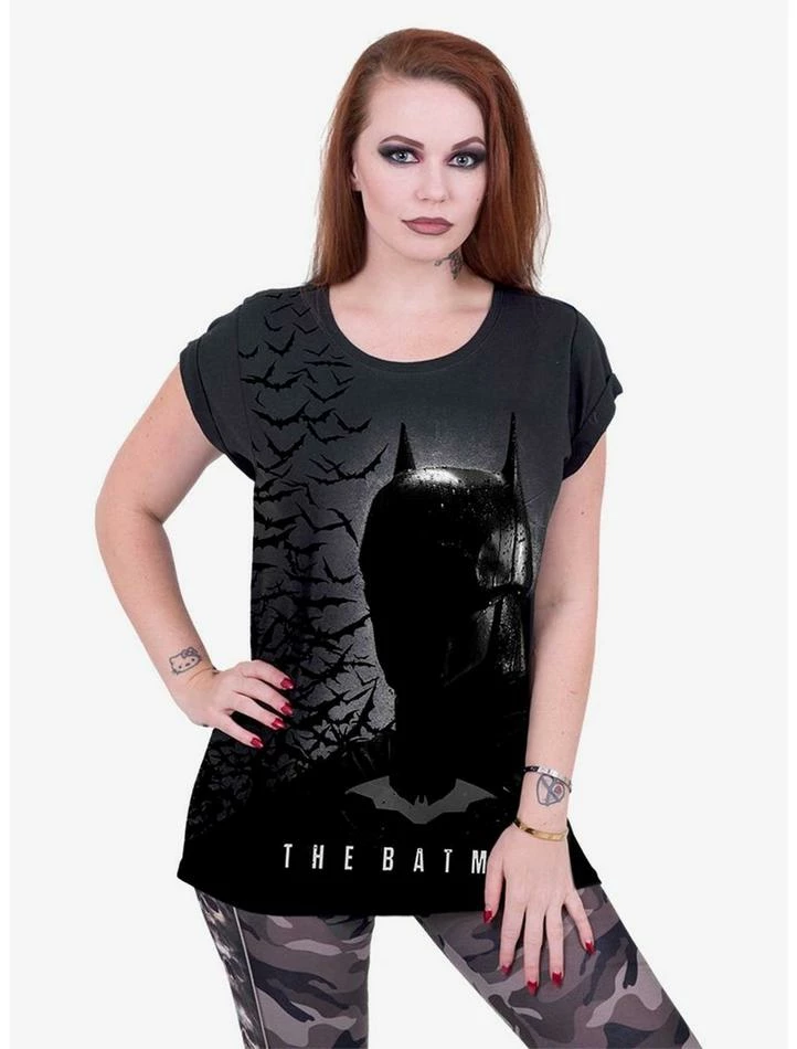 Best deal ❤️ DC Comics The Batman Shadow Bats Roll Sleeve T-Shirt 💯 - Image 2