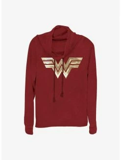 Coupon 🛒 DC Comics Wonder 👩 Woman Metallic Logo 👧 Girls Cowl Neck Long Sleeve Top 🎉