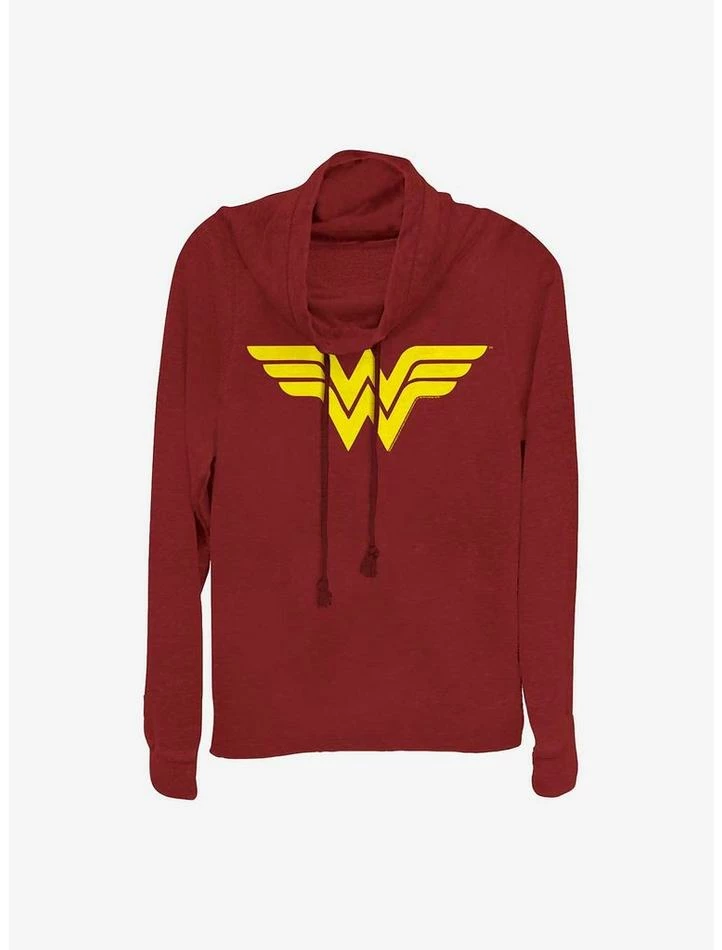 Top 10 🤩 DC Comics Wonder 👩 Woman One Color Logo 👧 Girls Cowl Neck Long Sleeve Top ❤️