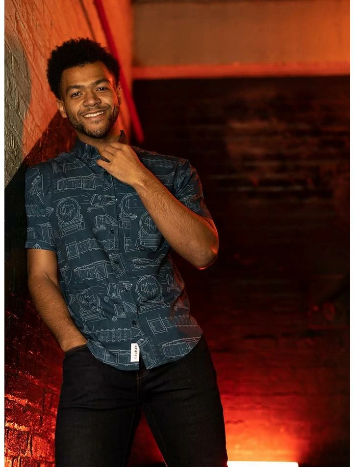 Flash Sale 🔔 RSVLTS DC Comics Batman "Batprints" KUNUFLEX Short Sleeve 👚 Shirt 🔔 - Image 4